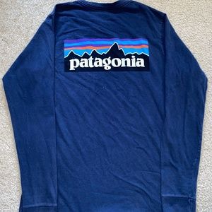 Small Men’s Navy Blue Long-Sleeve Cotton Patagonia Responsibili-Tee